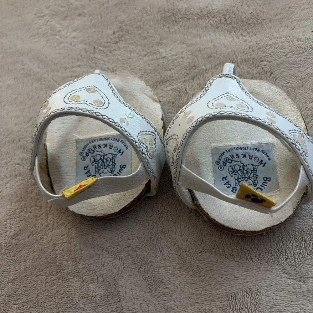 Build A Bear Workshop White Sequin Heart Sandals For Stuffed Animals